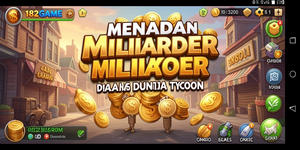 Screenshot gameplay 182GAME menampilkan pengelolaan bisnis yang dinamis.