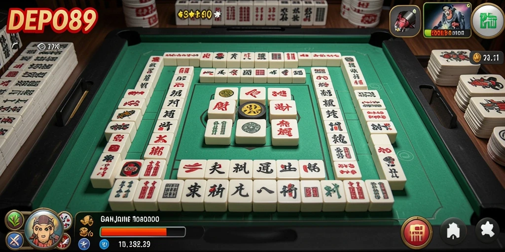 Screenshot DEPO89 menampilkan permainan Mahjong yang seru dan penuh warna.