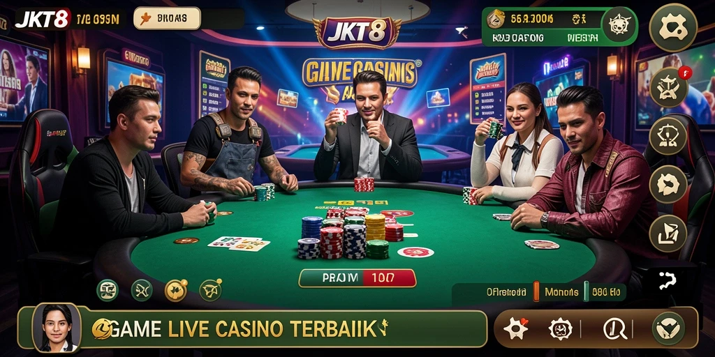 Tampilan gameplay Live Casino yang menarik dan interaktif di JKT8.