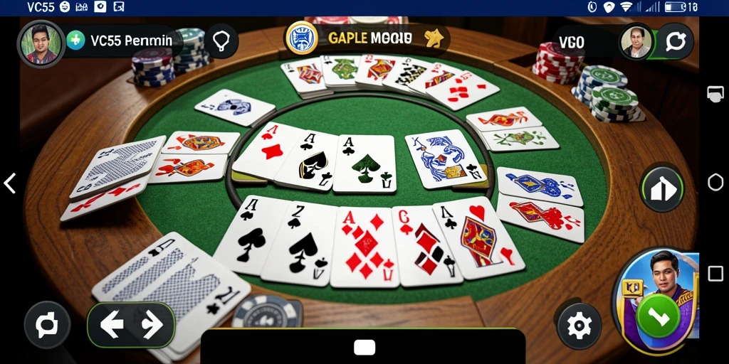 Screenshot gameplay VC55 menampilkan suasana seru permainan Gaple.